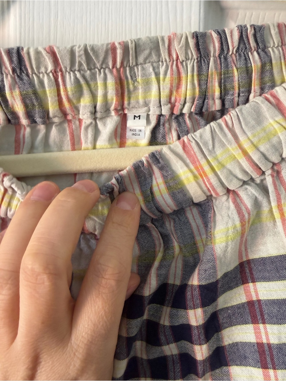 Muji Madras Check Tiered Skirt in Cream and Navy - Picture 5 of 8
